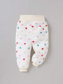 SHEIN Baby Girl Knit Solid Color Faux Fur Colorful Heart Pattern Hooded Casual Jacket And Long Pants 2 Pieces Set - Multicolor - View 6
