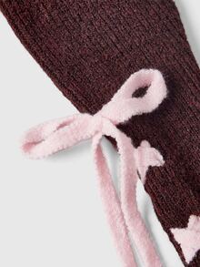 ROMWE Kawaii Cute Sweet Girls' Off-Shoulder Lantern Sleeve Cropped Cardigan With Cuff Tie Decoration - Brown - View 4