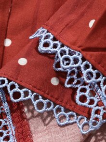DAZY Women's Polka Dot Print Long Sleeve Robe, Camisole And Pants Pajama Set - Red - View 7