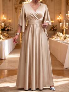 Fleurora Autumn And Winter Fall Christmas Formal Wedding Evening Champagne Elegant - Khaki - View 5