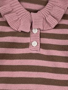 SHEIN Baby Girl Casual Comfortable Daily Versatile Cute Knitted Striped Autumn Top And Pants 2-Piece Set - Pink - View 5