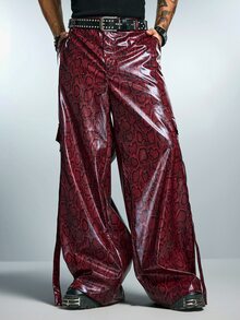 ROMWE MEN Street Life Plus Size Men's Casual Versatile Everyday Travel Pants - Burgundy - View 5