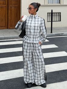 Muchica Plaid Woven Women's Casual Set - Multicolor - View 7