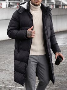 Manfinity CasualCool 男士保暖內裡休閒百搭冬季連帽夾克 - 黑色 - 查看 4