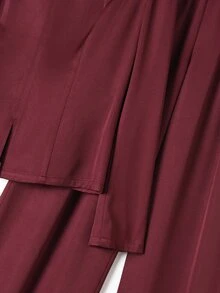 Rusticease Women's Solid Color Long Sleeve Top And Pants Casual Set For Middle-Aged And Elderly - Burgundy - View 3