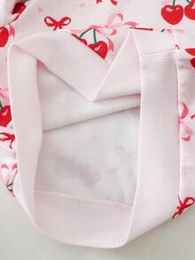 SHEIN 女嬰可愛花卉圖案運動衫與鬆緊腰長褲套裝 - 紅色 - 查看 10