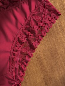 Divavoom 1pc Sexy Lace Patchwork Fabric Comfortable Mid-Waist Plus Size Women's Thong Panty - Multicolor - View 7