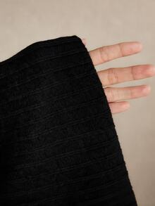 Poéselle Women's Elegant Ribbed Jacquard Asymmetrical Hem Warm Sweater, Fall Winter Knit Top For Work, Dating, Vacation, Party & Holiday Outfits - Black - View 9