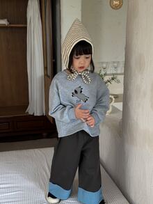 DAZY Infant/Toddler (Girl) Round Neck Solid Color Long Sleeve T-Shirt Set - Grey - View 5
