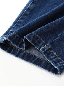 Young Boy Elastic Waist Straight Leg Jeans - Dark Wash - View 4