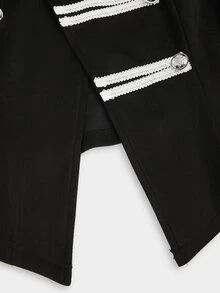 Sweetra Plus Size Women's Colorblock Casual Daily Long Sleeve Jacket - Black - View 4