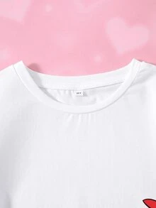 THE POWERPUFF GIRLS X SHEIN Tween Girl Cartoon Print Round Neck Short Sleeve Casual T-Shirt - White - View 6