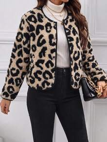 SHEIN Clasi Women's Fashion Leopard Print Button Long Sleeve Jacket Vintage - Multicolor - View 7