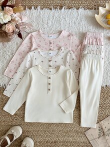 6PCS Baby Girls T-Shirt Co-Ords - Multicolor - View 3
