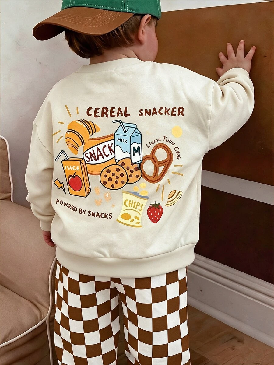 SHEIN Baby Boy Cartoon Pattern Print Long Sleeve Autumn Sweatshirt - Multicolor - View 1