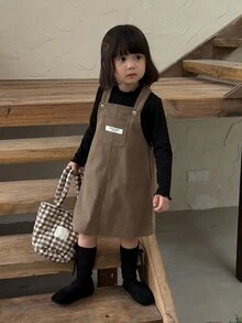 DAZY Baby Girl Casual Daily Summer Dress - Coffee Brown - View 1