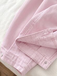 SHEIN Young Girl' Loose Fit Dark Blue Denim Pants - Pink - View 8
