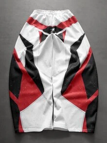 Manfinity Roghcode 男士街頭風賽車元素賽車手男友丈夫禮物週年紀念禮物運動長褲 - 彩色 - 查看 3