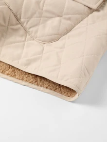 Linhara Plus Size Hooded Long Sleeve Thermal Lined Padded Coat, Autumn/Winter - Apricot - View 13