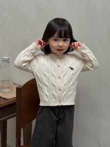 DAZY 嬰兒(女嬰)圓領純色長袖毛衣 - 杏色 - 查看 3