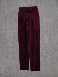 GETOML Men's Solid Color Lapel Neck Long Sleeve Jacket And Pants Casual Fashion Suit Set - Burgundy - View 5
