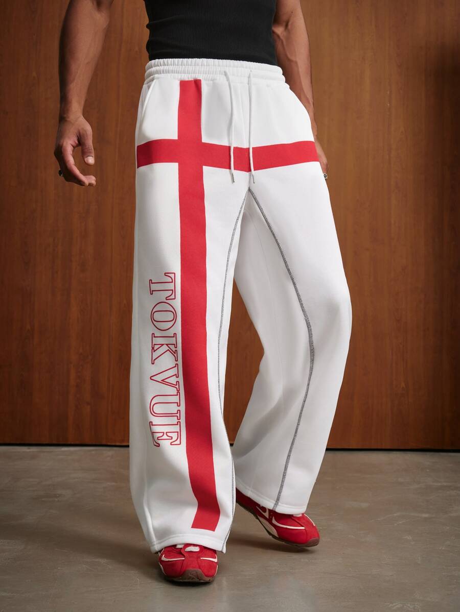 TOKVUE Men's Letter Pattern Casual Daily Sweatpants - Multicolor - View 1
