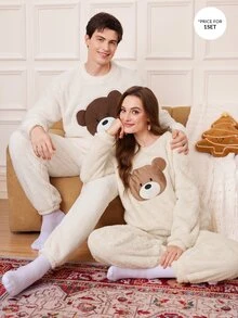 CoupledUp Christmas Couple Bear Autumn/Winter Men's Loungewear Set - Multicolor - View 1