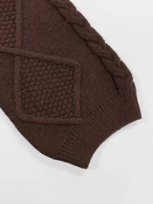 SHEIN New Chinese Style Loose Slouchy V-Neck Frog Button Knit Cardigan - Coffee Brown - View 7