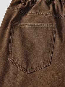 EMERY ROSE Plus Size Women's Casual Daily Denim Jeans With Pockets And Buttons - Coffee Brown - View 8