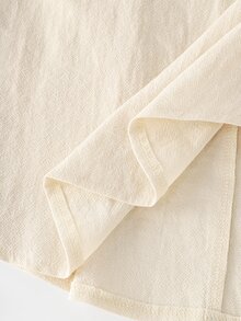 LUMIGAL Kemeja Minimalis Gaya Bohemian untuk Liburan, Warna Krem, Dengan Tekstur Kasual, Leher V Dalam dan Desain Lipatan Depan, Cocok untuk Bepergian, Santai dan Pakaian Musim Gugur - Aprikot - View 6