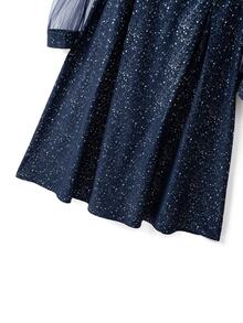 GlowEve CURVE Women's Ruched Shiny Elegant Long Sleeve Dress - Navy Blue - View 6