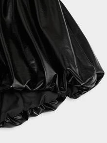 Sweetra Plus Size Women Solid Color Ruched Fashion Versatile Tulip Shorts - Black - View 5