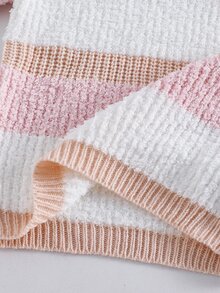 SHEIN Young Girl's And Young Girl Knit Colorful Striped Crew Neck Textured Sweater, Suitable For Casual Daily Wear - Multicolor - View 6