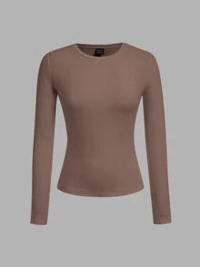 SHEIN EZwear 3件組女款純色圓領長袖休閒百搭T恤 - 彩色 - 查看 11