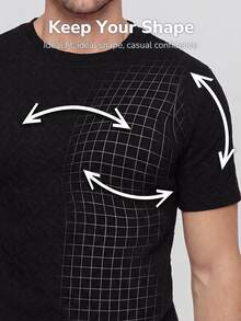TekDrob Men Water Repellent & Anti-Wrinkle T-Shirt With Regular Fit, Crew Neck And Texture - Black - View 4