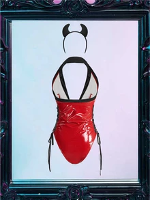 Fantasy Costume Fantasy Costume 女款角色扮演服裝（女款連身褲、頭飾 2 件套） - 紅色 - 查看 2