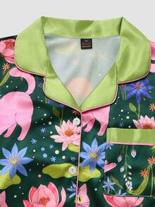 Chillnights Plus Size Women's All-Over Print Long Sleeve Top And Pants Casual Daily Home Sleepwear Set - Multicolor - View 7