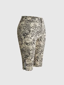 ROMWE Millennium Y2K Sexy Animal Print Hot Girl Women's Denim Capris Plus Size Jeans - Multicolor - View 3
