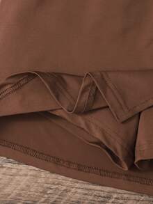 Tween Girl Solid Color Casual Soft Girl Versatile Daily Skirt Formal Birthday Coffee Brown - Brown - View 6