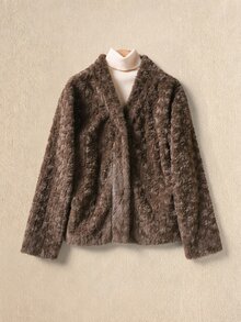 Rusticease Women's Autumn/Winter Long Sleeve Loose Fashion Faux Fur Coat - Khaki - View 1