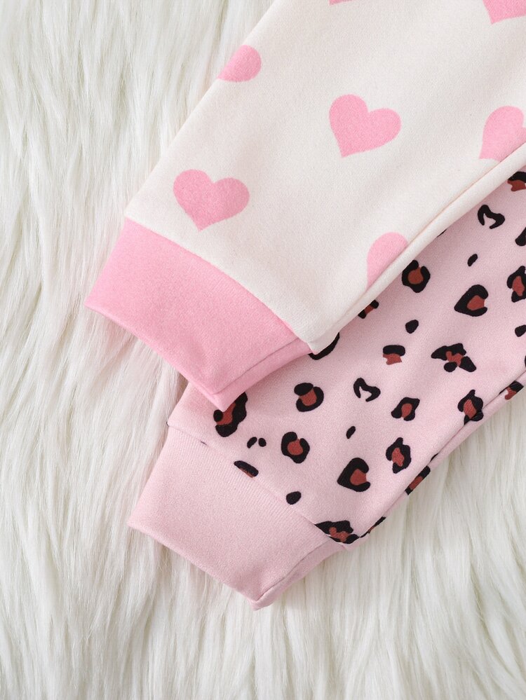 SHEIN Baby Girl Cute Cartoon Print Long Sleeve Top And Leggings 4-Piece Loungewear Set - Multicolor - View 6