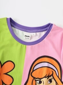 SCOOBY-DOO X SHEIN Young Girl Letter Cartoon Print Casual Daily Summer Dress - Multicolor - View 3