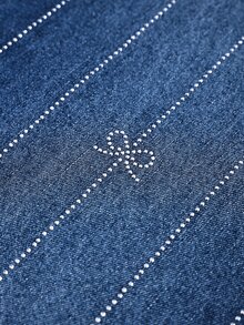 GlowEve CURVE Celana Jeans Denim Biru Bergaris Kancing Rhinestone Kasual Musim Dingin untuk Pakaian Sehari-hari dan Pesta, Serbaguna, Ukuran Plus untuk Wanita - Medium Wash - View 4