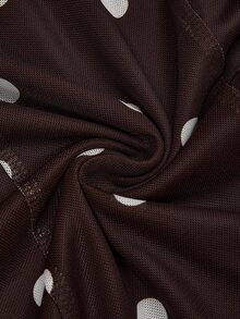 Sweetra Plus Size Women's Casual Elegant Commute Polka Dot Chiffon Skirt - Brown - View 4