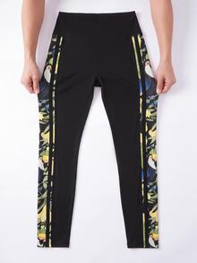 CAJUNI Women's Athletic Leggings (Tropical Toucan Print On Side - Black - View 11