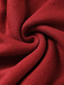 GlowEve CURVE Red V-Neck Pearl Trim Lantern Sleeve Plus Size Sweater Top Winter - Red - View 3