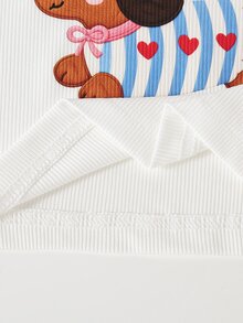 SHEIN Baby Girl Summer White Textured Sleeveless Top And Red Plaid Shorts Set, Decorated With Red Bow, Essential Daily Outfit - Red - View 6