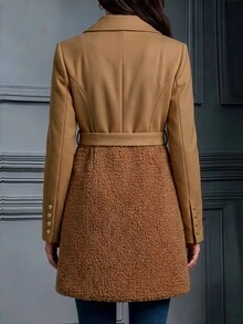 Balvessa Women's Colorblock Casual Versatile Daily Wear Overcoat - Camel - View 2