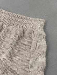 LUMIGAL Women's 2 Pieces Apricot Cable Knit Sweater Set, Winter Commuter Casual Relaxed Style - Apricot - View 6