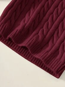 SHEIN 中性嬰兒男/女嬰秋冬可愛百搭奶油色圓領針織毛衣，嬰兒男童秋冬服飾，柔軟舒適，復古風 - 紅色 - 查看 8